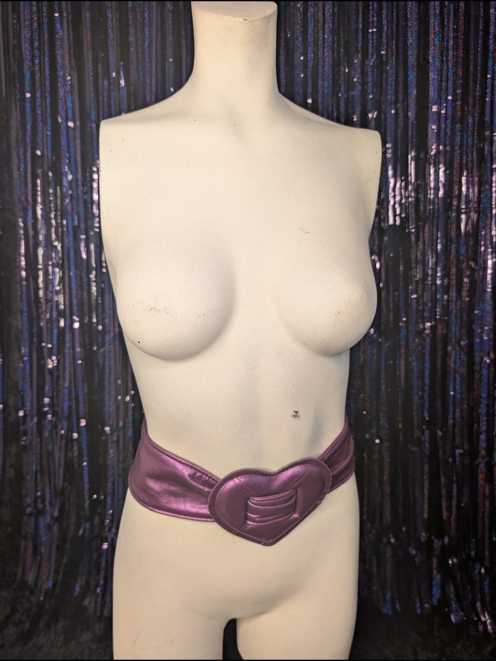 Y2K Purple metallic heart elastic corset belt
